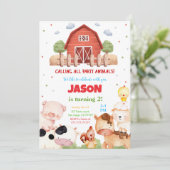 Bewerkbaar Groen Boerderij Verjaardagsfeest Kaart (Staand voorkant)