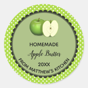 Bewerkbaar Groen Polka Dot Apple Butter Label