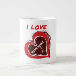 Bewerkbaar Grunge Hart Liefde Design – Voeg Je Eig Grote Koffiekop