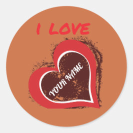 Bewerkbaar Grunge Hart Liefde Design – Voeg Je Eig Ronde Sticker