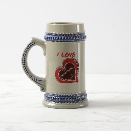 Bewerkbaar Grunge Hart Liefde Design – Voeg Uw Tek Bierpul (Links)