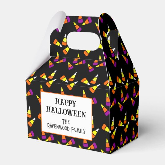 Bewerkbaar Halloween Candy Corn Patroon Bedankdoosjes (Voorkant Zijde)
