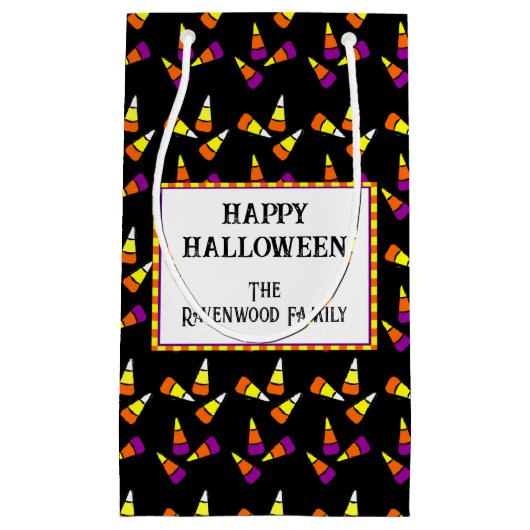Bewerkbaar Halloween Candy Corn Patroon Klein Cadeauzakje (Voorkant)