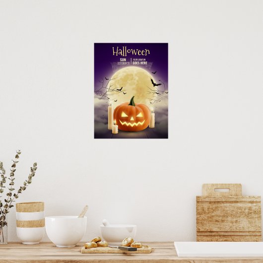 Bewerkbaar Halloween Haunted House Party, Hallowee Poster (Keuken)