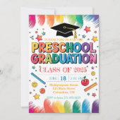 Bewerkbaar Handgetekende Design Preschool Afstuder Kaart (Voorkant)