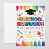 Bewerkbaar Handgetekende Design Preschool Afstuder Kaart (Voorkant / Achterkant)