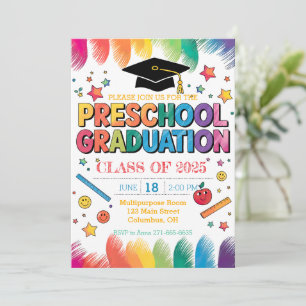 Bewerkbaar Handgetekende Design Preschool Afstuder Kaart