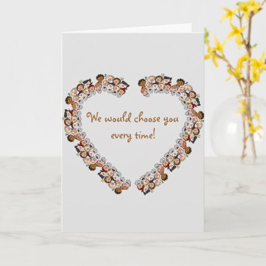 Bewerkbaar hart van Kinder adoptie voltooid Kaart (Gele Bloem)