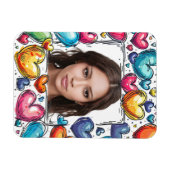 Bewerkbaar Hearts Photo Lijst Magneet (Horizontaal)