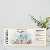 Bewerkbaar Helsinki Vliegticket, Finland Trip Kaart (Staand voorkant)