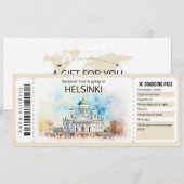 Bewerkbaar Helsinki Vliegticket, Finland Trip Kaart (Voorkant / Achterkant)