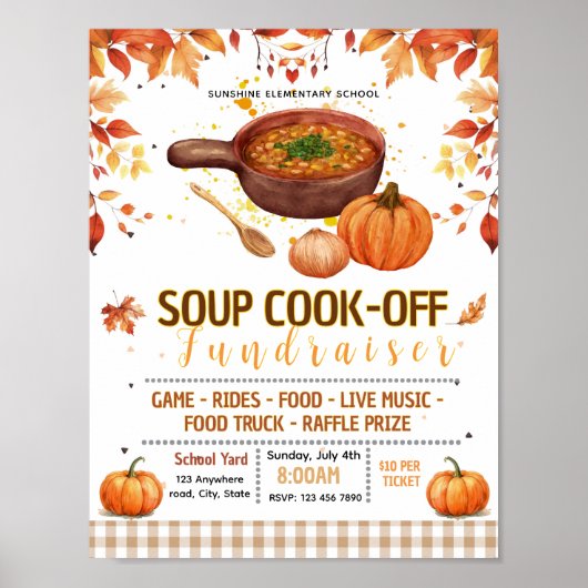 Bewerkbaar herfstsoep kook-off fondsenwervingsflye poster (Voorkant)