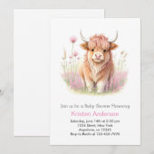 Bewerkbaar Highland Koe Meisje Baby shower Kaart (Voorkant / Achterkant)