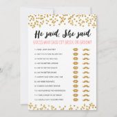 Bewerkbaar Hij zei, Ze zei Vrijgezellenfeest spel Kaart (Voorkant)