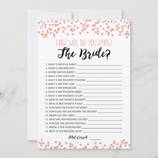 Bewerkbaar Hoe goed ken je de Bride game Kaart (Voorkant)