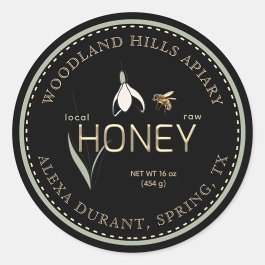 Bewerkbaar Honey Label Spring Black Snowdrop Bloem (Voorkant)