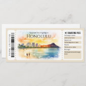 Bewerkbaar Honolulu Boarding Pass Vliegticket Kaart (Voorkant / Achterkant)