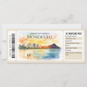 Bewerkbaar Honolulu Boarding Pass Vliegticket Kaart (Voorkant)