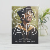 Bewerkbaar hoog Afstuderen | Moderne foto Aankondiging (Staand voorkant)