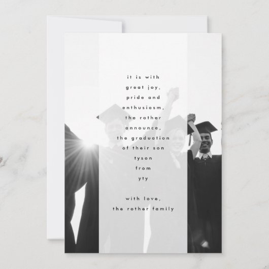 Bewerkbaar hoog Afstuderen | Moderne foto Aankondiging (Achterkant)