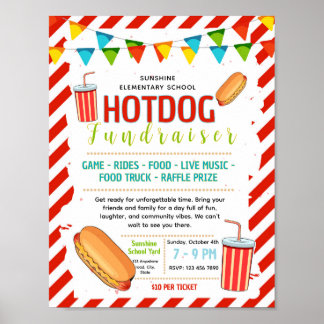 Bewerkbaar hotdog fondsenwervingsflyer poster