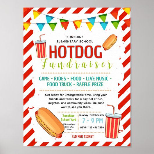 Bewerkbaar hotdog fondsenwervingsflyer poster (Voorkant)