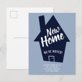 Bewerkbaar huis nieuwe home typografie blauw beweg aankondigingskaart (Voorkant / Achterkant)