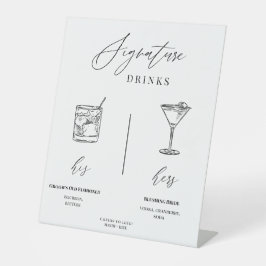 Bewerkbaar Huwelijks Signature Dranken Menu Tafelb Reclamebord Met Voetstuk