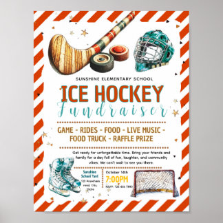 Bewerkbaar ijshockey fondsenwervingsflyer poster
