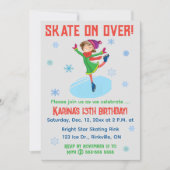bewerkbaar ijsschaatsen verjaardagsfeest kaart (Voorkant)