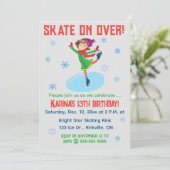 bewerkbaar ijsschaatsen verjaardagsfeest kaart (Staand voorkant)