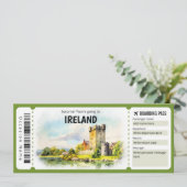Bewerkbaar Ireland Plane Boarding Pass Ticket Kaart (Staand voorkant)