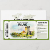 Bewerkbaar Ireland Plane Boarding Pass Ticket Kaart (Voorkant / Achterkant)