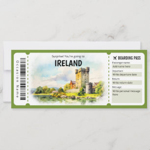 Bewerkbaar Ireland Plane Boarding Pass Ticket Kaart