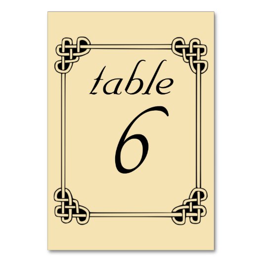 Bewerkbaar Irish Celtic Knot Table Number Kaart (Achterkant)