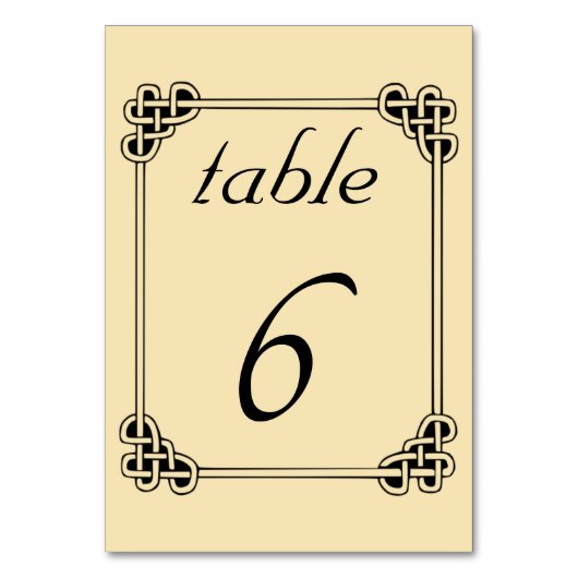Bewerkbaar Irish Celtic Knot Table Number Kaart (Voorkant)