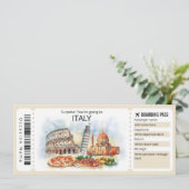 Bewerkbaar Italië Vliegticket, Italië Trip Kaart (Staand voorkant)