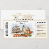 Bewerkbaar Italië Vliegticket, Italië Trip Kaart (Voorkant / Achterkant)
