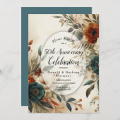 Bewerkbaar Jaar Herfst Flowers Jubileum Party Kaart (Voorkant / Achterkant)