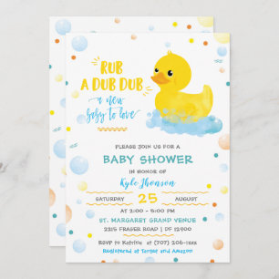 Bewerkbaar Jongen Rubber Duck Baby shower Kaart