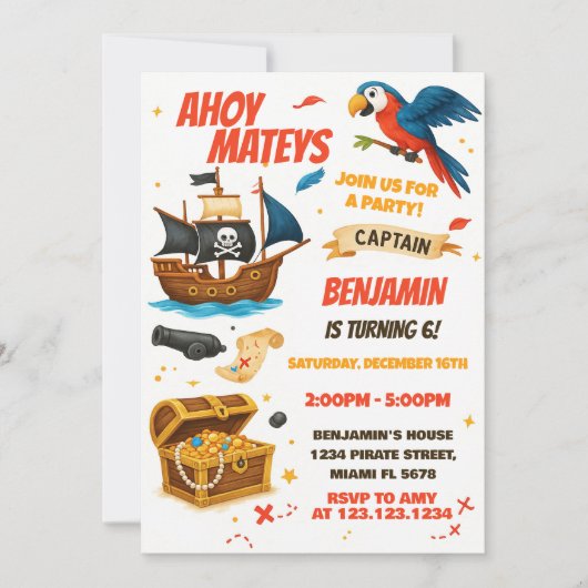 Bewerkbaar Jongens Meisjes Treasure Hunt Theme Kaart (Voorkant)