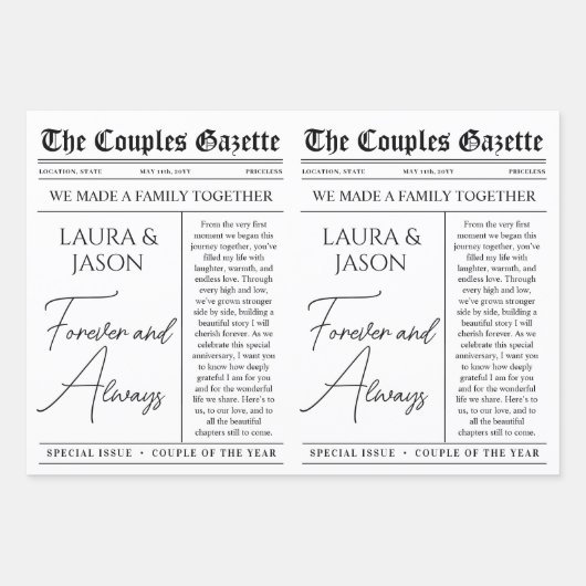 Bewerkbaar Jubileum Krant Bloemenboeket Inpakpapier Vel (Voorkant 3)