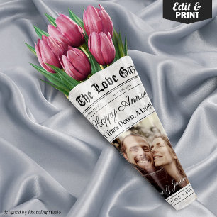 Bewerkbaar Jubileum Krant Bloemenboeket Inpakpapier Vel