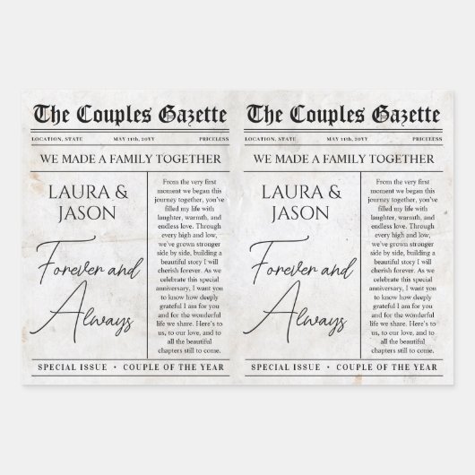 Bewerkbaar Jubileum Krant Bloemenboeket Inpakpapier Vel