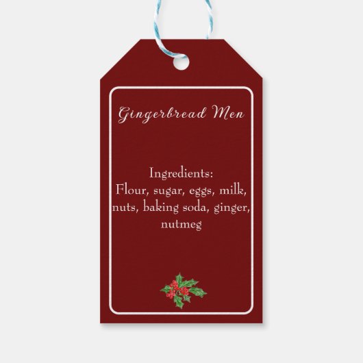 Bewerkbaar Kerstbak Geschenk Rood Prettig Kerstfee Cadeaulabel (Achterkant)