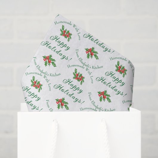 Bewerkbaar Kerstbak Geschenk Wit Prettige Feestdag Tissuepapier (Cadeauzakje)