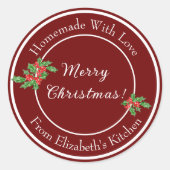 Bewerkbaar Kerstcadeau Rood Kerstfeest Ronde Sticker (Voorkant)