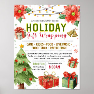 Bewerkbaar kerstcadeau verpakkingsfonds wervingsfl poster