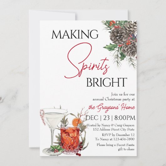 Bewerkbaar kerstfeestje kaart (Voorkant)