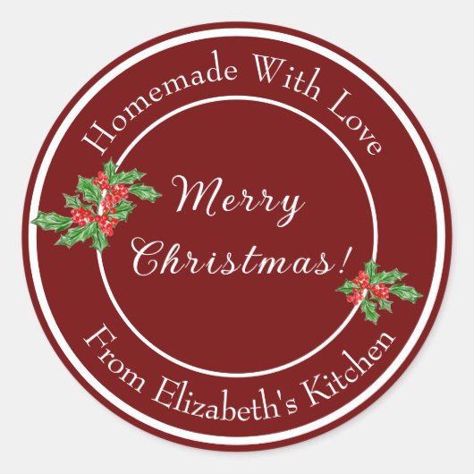 Bewerkbaar Kerstmis Bakcadeau Rood Kerstfeest Ronde Sticker (Voorkant)